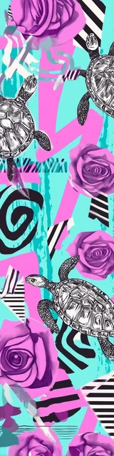 Free turtle bookmark featuring light blue memphis turtles